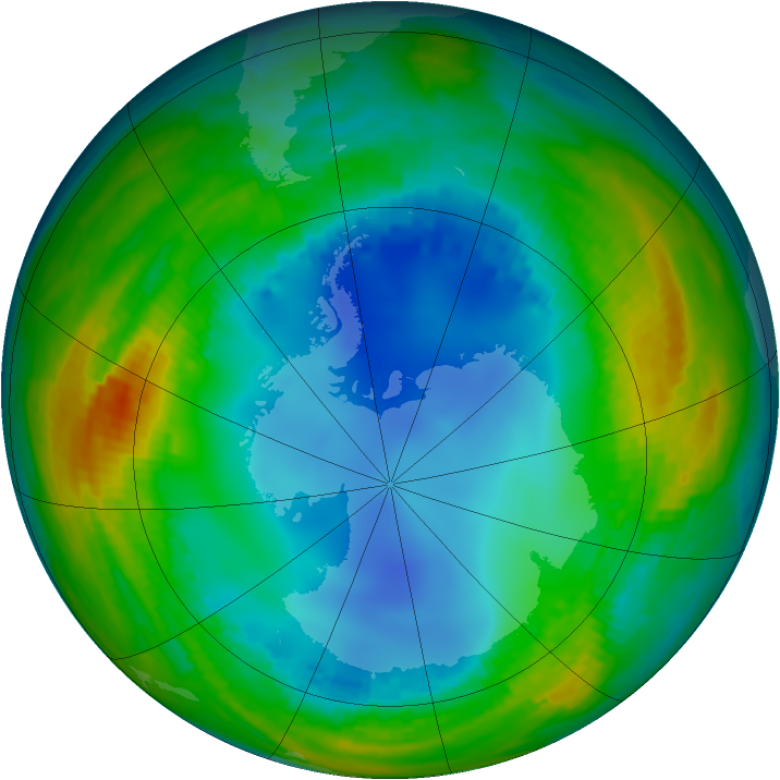Antarctic ozone map for 28 July 2002